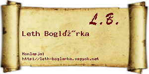Leth Boglárka névjegykártya